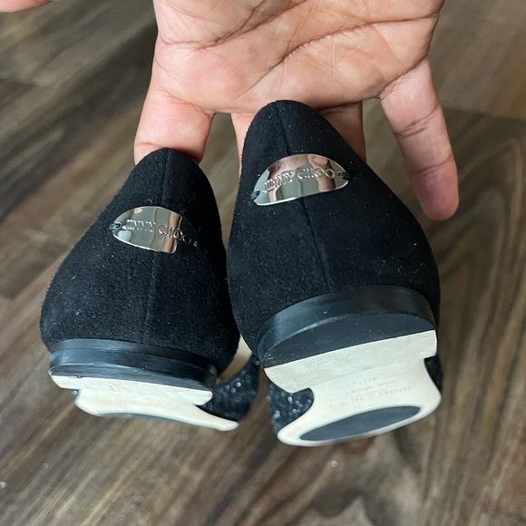 Jimmy Choo Women's Globe Glitter & Leather d'Orsay Flats - Picture 10 of 16